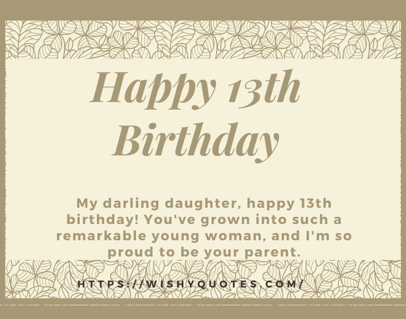 13th Birthday Wishes for Daughter